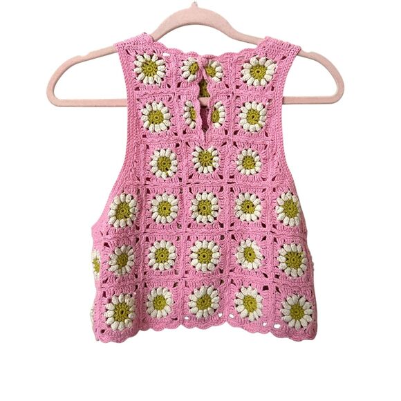 SHOW ME YOUR MUMU Laguna Crochet Floral Top Large - Picture 4 of 5